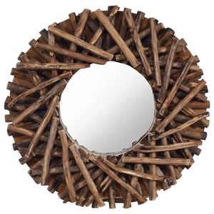 vidaXL Wall Mirror 40 cm Teak Round