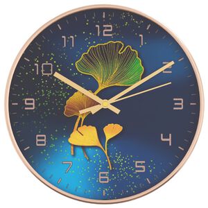 vidaXL Wall Clock Gold and Blue &Oslash;29.5 cm Polystyrene and Glass