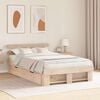 vidaXL Bed Frame with Headboard Brown 135 x 190 cm Solid Pine Wood