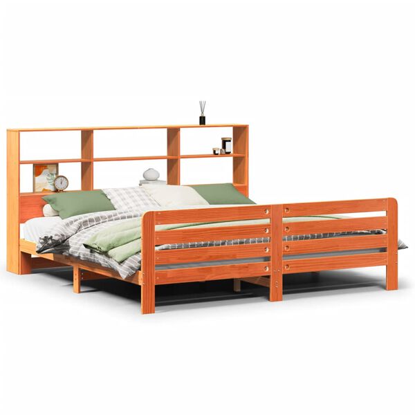 vidaXL Bed Frame without Mattress Wax Brown 180x200 cm Super King Solid Wood Pine