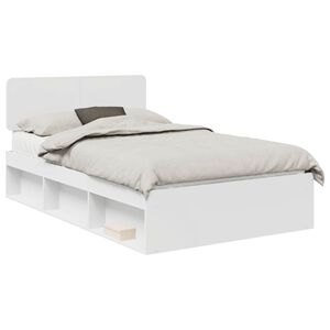 vidaXL Bed Frame with Headboard White 120 x 200 cm Solid Pine Wood