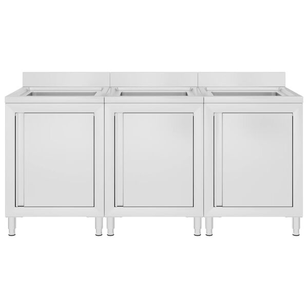 vidaXL Commercial Kitchen Sink Cabinets 3 pcs Stainless Steel