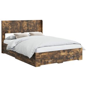 vidaXL Bed Frame with Storage and Headboard Smoked Oak 150 x 200 cm