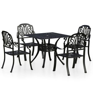 vidaXL 5 Piece Bistro Set Cast Aluminium Black