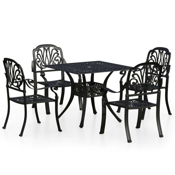 vidaXL 5 Piece Bistro Set Cast Aluminium Black