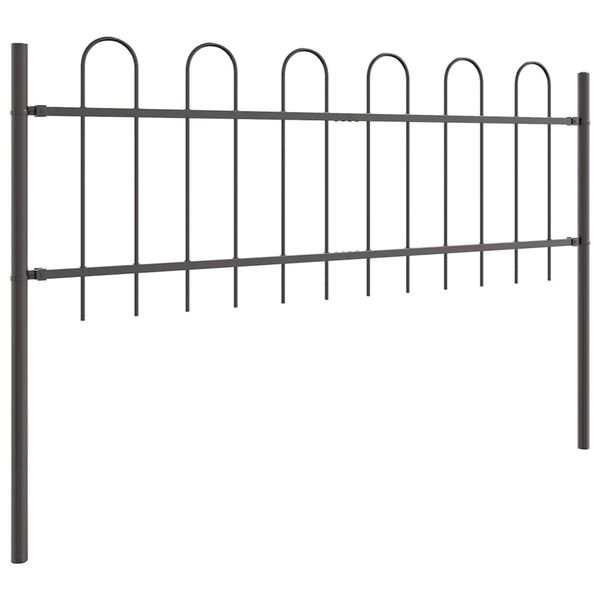vidaXL Garden Fence 6 pcs Grey 10.2 x 0.6 m Powder-coated Steel