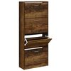vidaXL Shoe Cabinet Smoked Oak 63x24x147 cm Engineered Wood