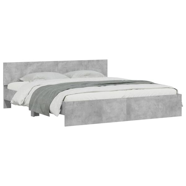 vidaXL Bed Frame without Mattress Concrete Grey 200x200 cm