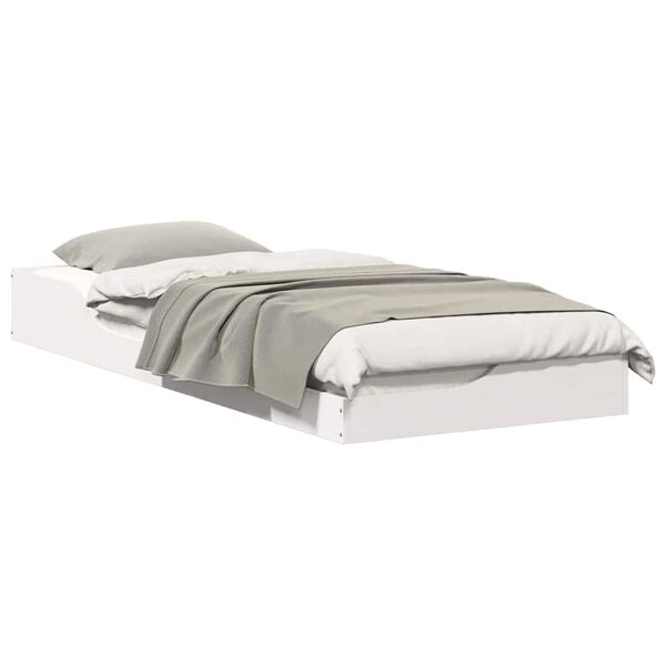 vidaXL Bed Frame White 90 x 220 cm Solid Pine Wood