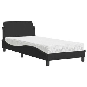 vidaXL Bed with Mattress "Dover" Black Single Velvet