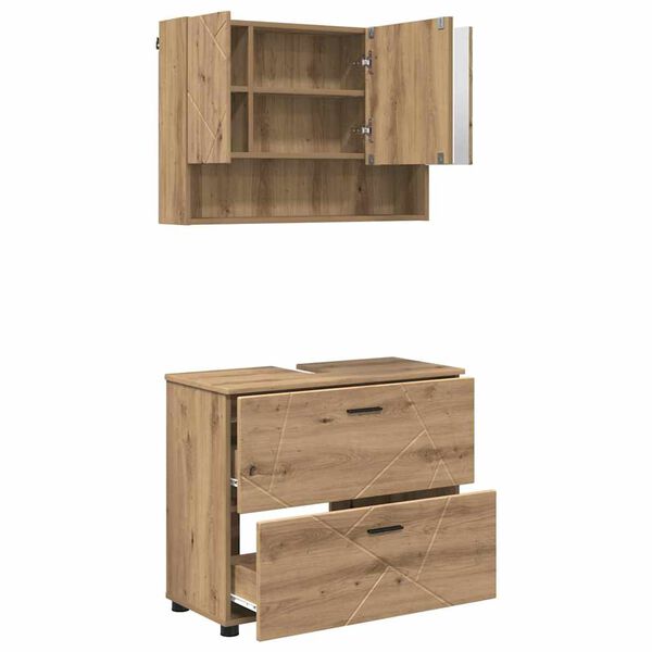 vidaXL Bathroom Furniture Set with Drawer with Shelf 2 pcs Artisan Oak