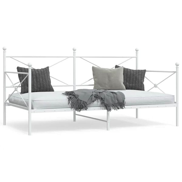 vidaXL Day Bed without Mattress White 100x190 cm Steel