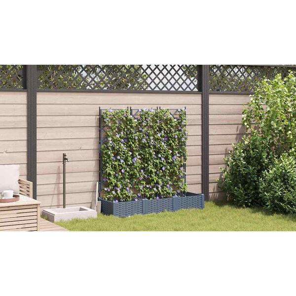 vidaXL Garden Planter 3 pcs LiGht Grey 120 x 40 x 125.5 cm Steel