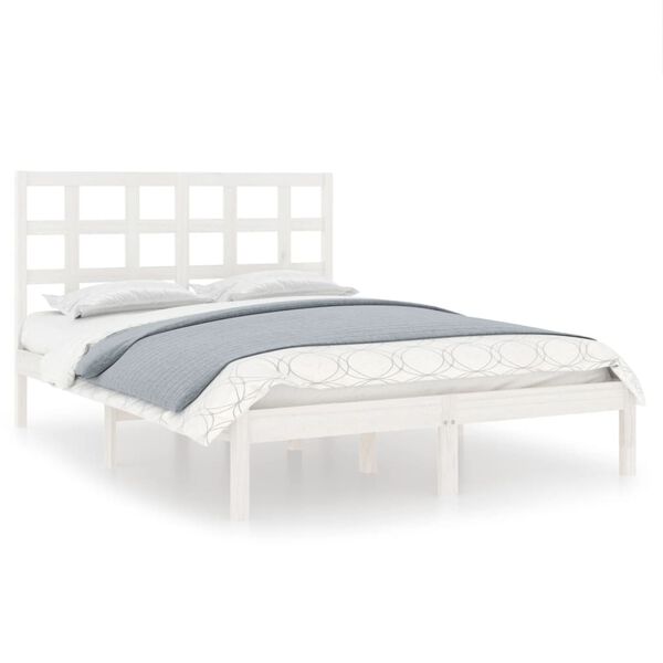 vidaXL Bed Frame without Mattress White 140x190 cm Solid Wood