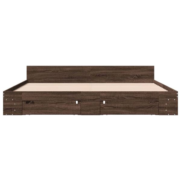 vidaXL Bed Frame with Drawers without Mattress Brown Oak 180x200 cm Super King