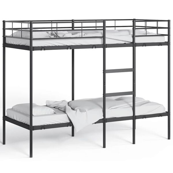 vidaXL Bunk Bed without Mattress Black 75x190 cm Small Single Steel