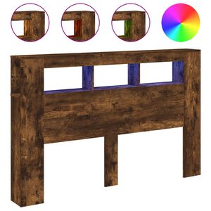 vidaXL LED Headboard Smoked Oak 160x18.5x103.5 cm Engineered Wood