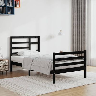 vidaXL Bed Frame Black Solid Wood 100x200 cm