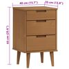 vidaXL Bedside Cabinet MOLDE Brown 40x35x65 cm Solid Wood Pine