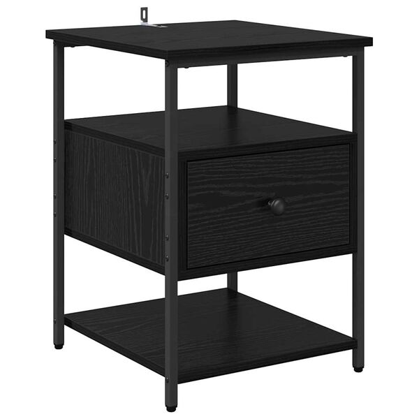 vidaXL Bedside Cabinet Black Oak 40 x 42 x 56 cm Engineered Wood