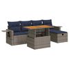 vidaXL 6 Piece Garden Sofa Set with Cushions Grey Poly Rattan Acacia
