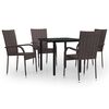 vidaXL 5 Piece Garden Dining Set Brown and Black
