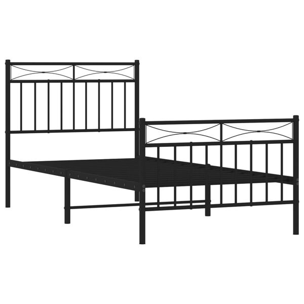 vidaXL Metal Bed Frame without Mattress with Footboard Black 90x190cm