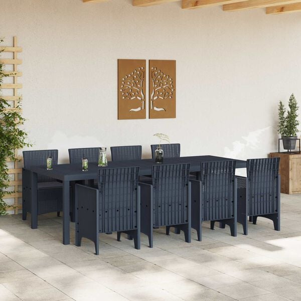 vidaXL Garden Dining Set 9 pcs Anthracite Polypropylene