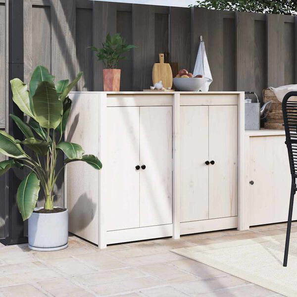 vidaXL Outdoor Kitchen Doors MEPPEL 2 pcs White 50x9x82 cm Solid Wood Pine