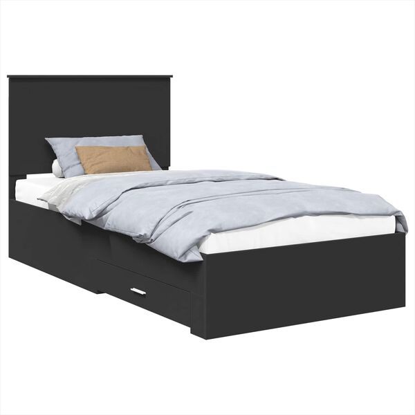 vidaXL Bed Frame Black and Silver 90 x 200 cm Engineered Wood