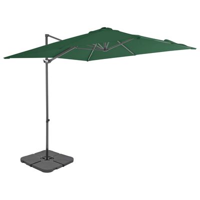 vidaXL Outdoor Umbrella with Portable Base Green