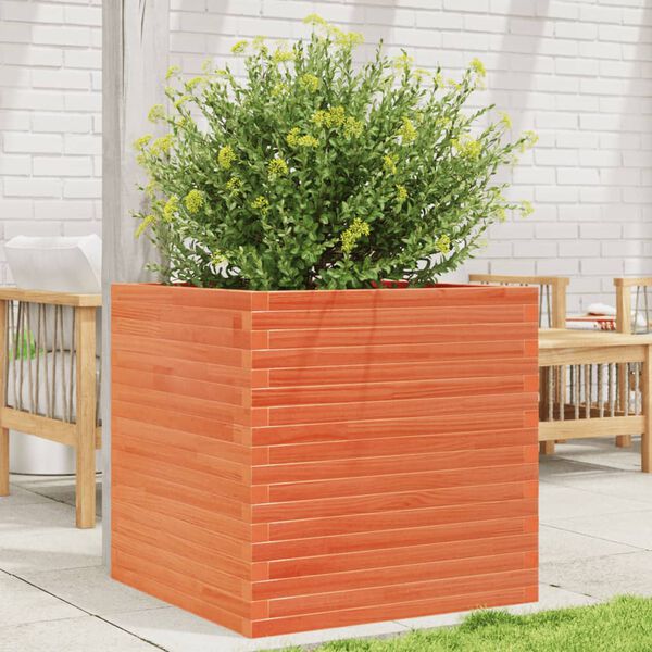 vidaXL Garden Planter Wax Brown 70x70x68.5 cm Solid Wood Pine