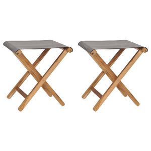 vidaXL Folding Chairs 2 pcs Solid Teak Wood and Fabric Dark Grey
