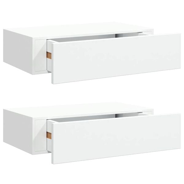 vidaXL Wall-mounted Drawer Shelves 2 pcs White 40x23.5x10 cm MDF
