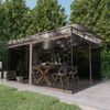 vidaXL Gazebo with Mosquito Net&LED String Lights 4x3x2.73 m Taupe