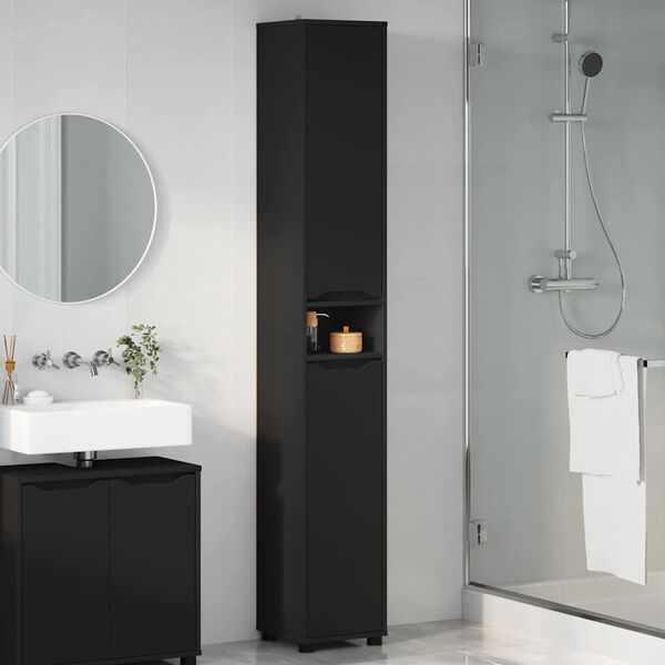vidaXL Bathroom Cabinet Black 30.5 x 30 x 195 cm Engineered Wood