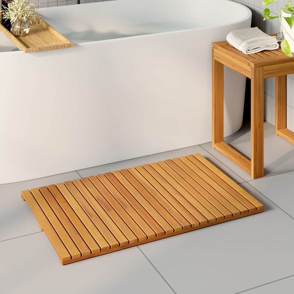 vidaXL Bath Mat Plain Brown 80 x 50 cm Wood