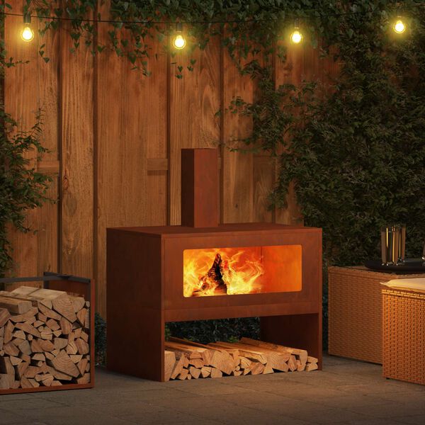 vidaXL Fire Pit Brown 80 x 50 x 96 cm Weathering Steel