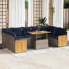 vidaXL 10 Piece Garden Sofa Set with Cushions Grey Poly Rattan Acacia