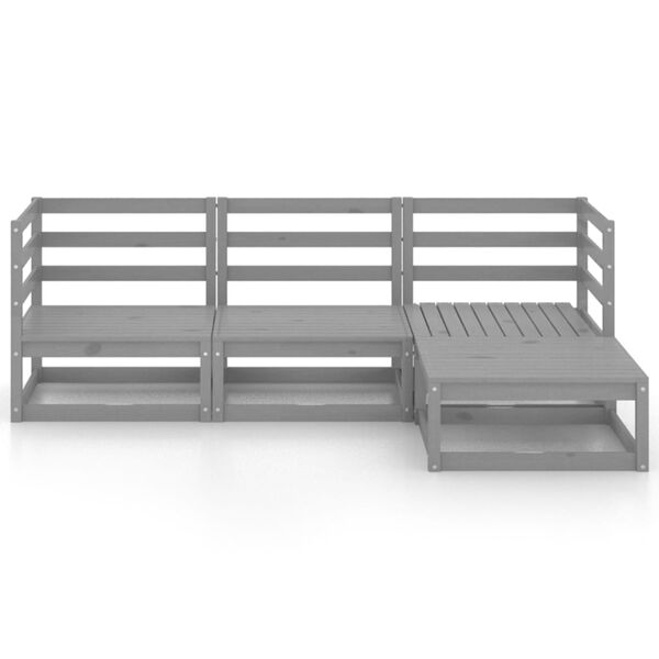 vidaXL 4 Piece Garden Lounge Set Grey Solid Wood Pine