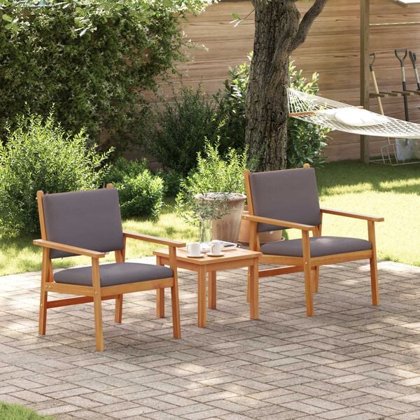 vidaXL Garden Chair with Cushion 2 pcs Anthracite Solid Acacia Wood
