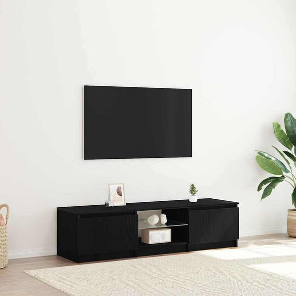 vidaXL TV Cabinet Black Oak 140 x 38.5 x 36 cm Engineered Wood