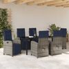 vidaXL Garden Dining Set with Cushion 7 pcs Grey Poly Rattan