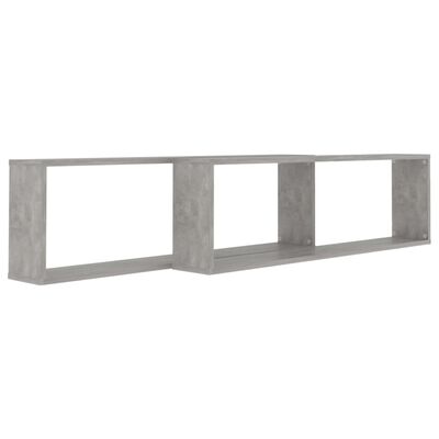 vidaXL Wall Cube Shelf 2 pcs Concrete Grey 100x15x30 cm Engineered Wood