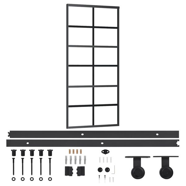 vidaXL Sliding Door with Hardware Set ESG Glass&Aluminium 90x205 cm