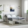 vidaXL Metal Bed Frame without Mattress with Footboard White 140x190cm