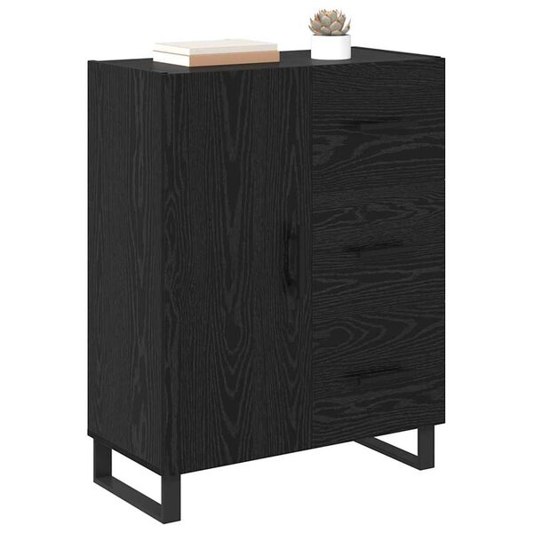 vidaXL Sideboard Black Oak 69.5 x 34 x 90 cm Engineered Wood and Iron