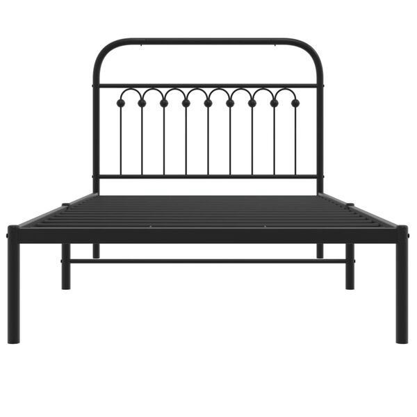 vidaXL Metal Bed Frame without Mattress with Headboard Black 100x200cm