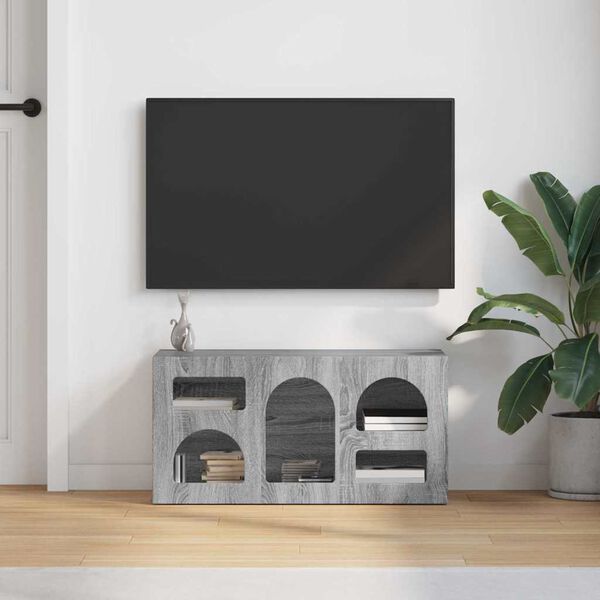 vidaXL TV Cabinet Grey Sonoma 80 x 35 x 40 cm Engineered Wood