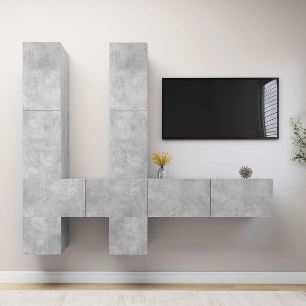 vidaXL 6 Piece TV Cabinet Set Concrete Grey Engineered Wood